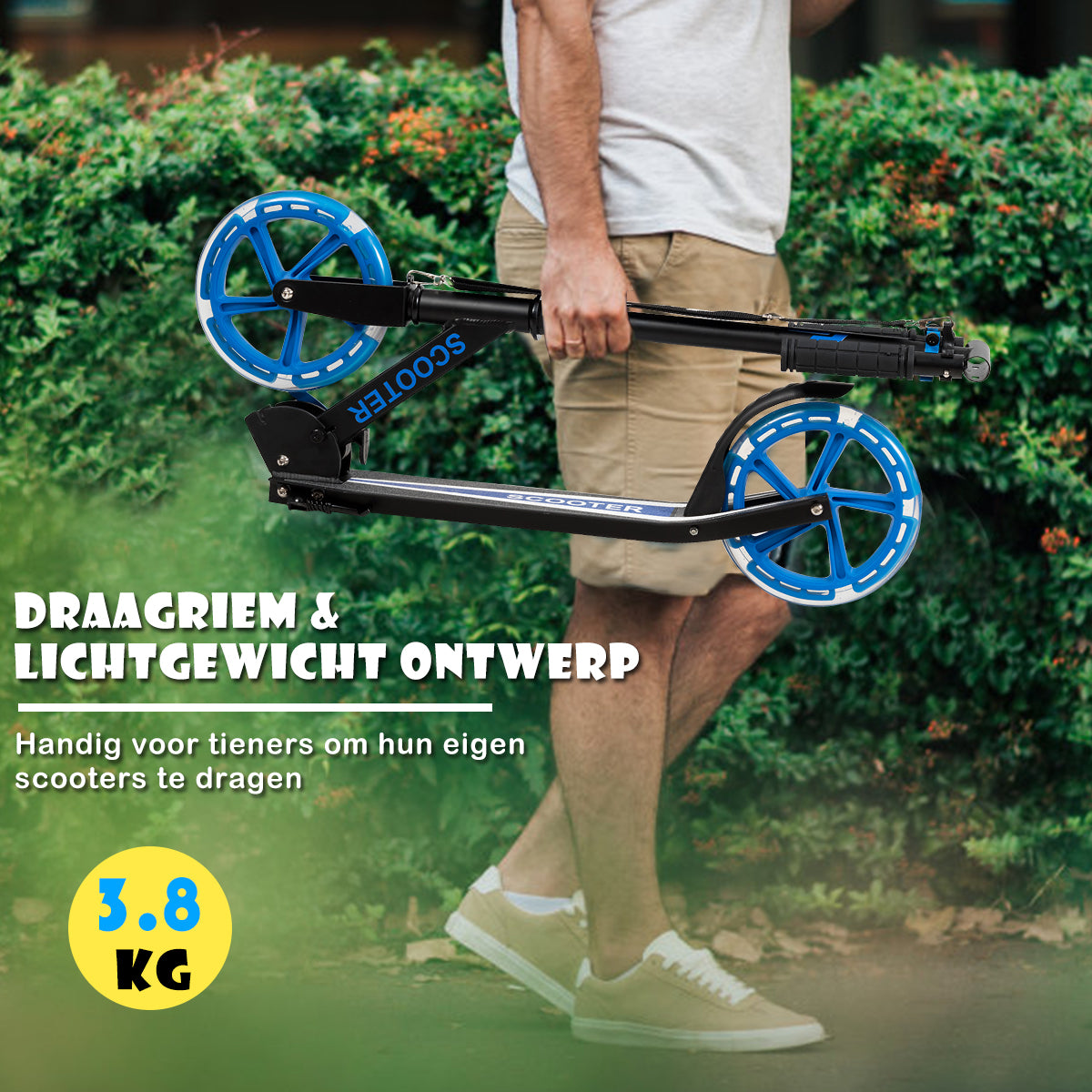 LIVSK Sportieve Kinderstep met LED-verlichting - 3-voudig Verstelbaar Stuur - Opvouwbaar en Lichtgewicht - Tot 100 kg - Blauw