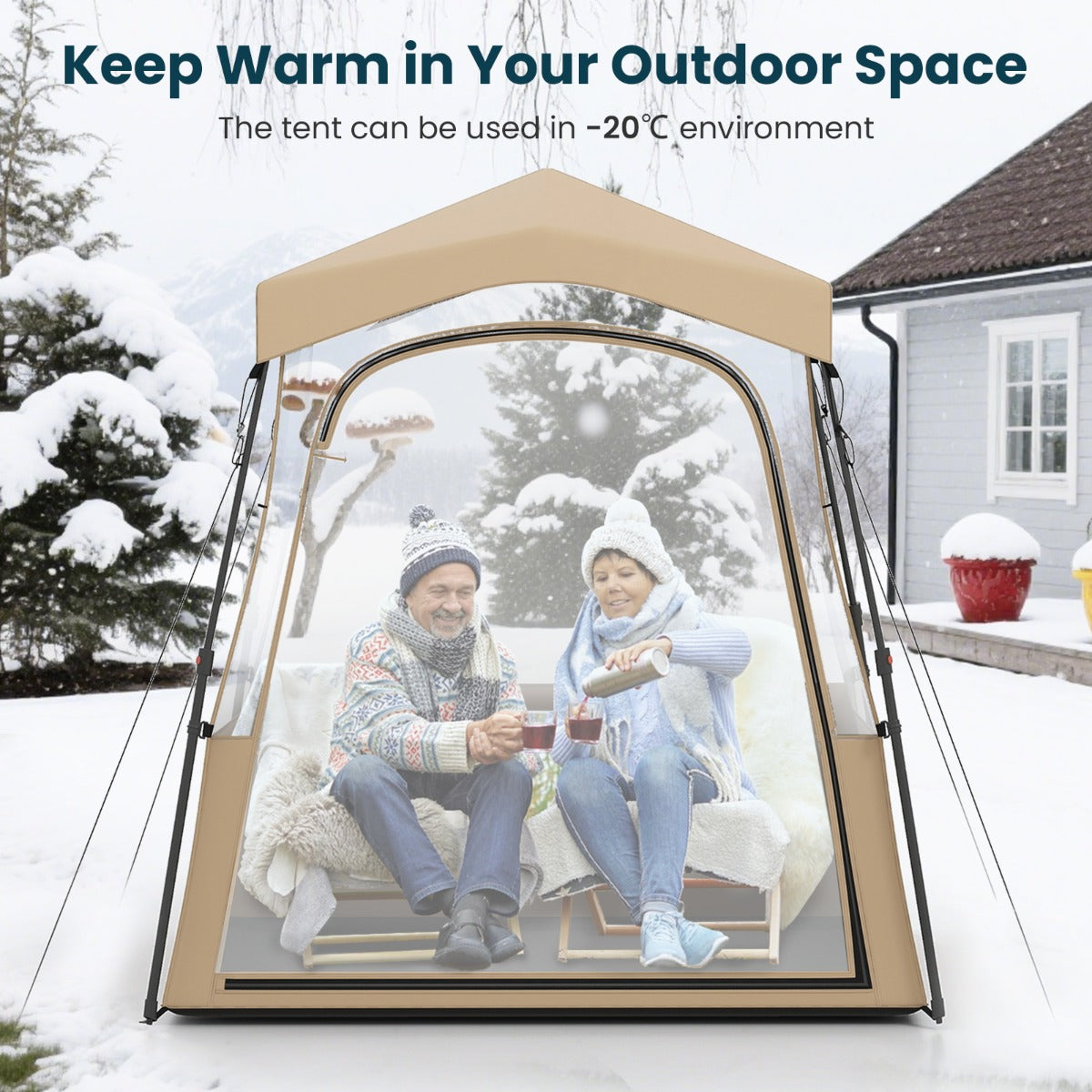 LIVSK Kampeertent - Waterdicht Oxford - materiaal - Inclusief Draagtas en Accessoires - Geschikt voor - 20℃ - 183 x 135 x 175 cm