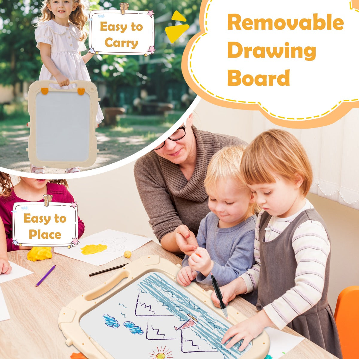 LIVSK Magnetisch 2-in-1 Teken- en Magneetbord - Verstelbaar en Draaibaar - Veilig PP-materiaal - Voor Kinderen - Multicolor