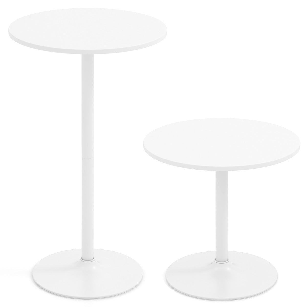 Livsk costway staande tafel o 60 cm 2 in 1 bartafel en eettafel in hoogte verstelbaar 56 1015 cm ronde kleine eettafel wit 2 stuks 1 1