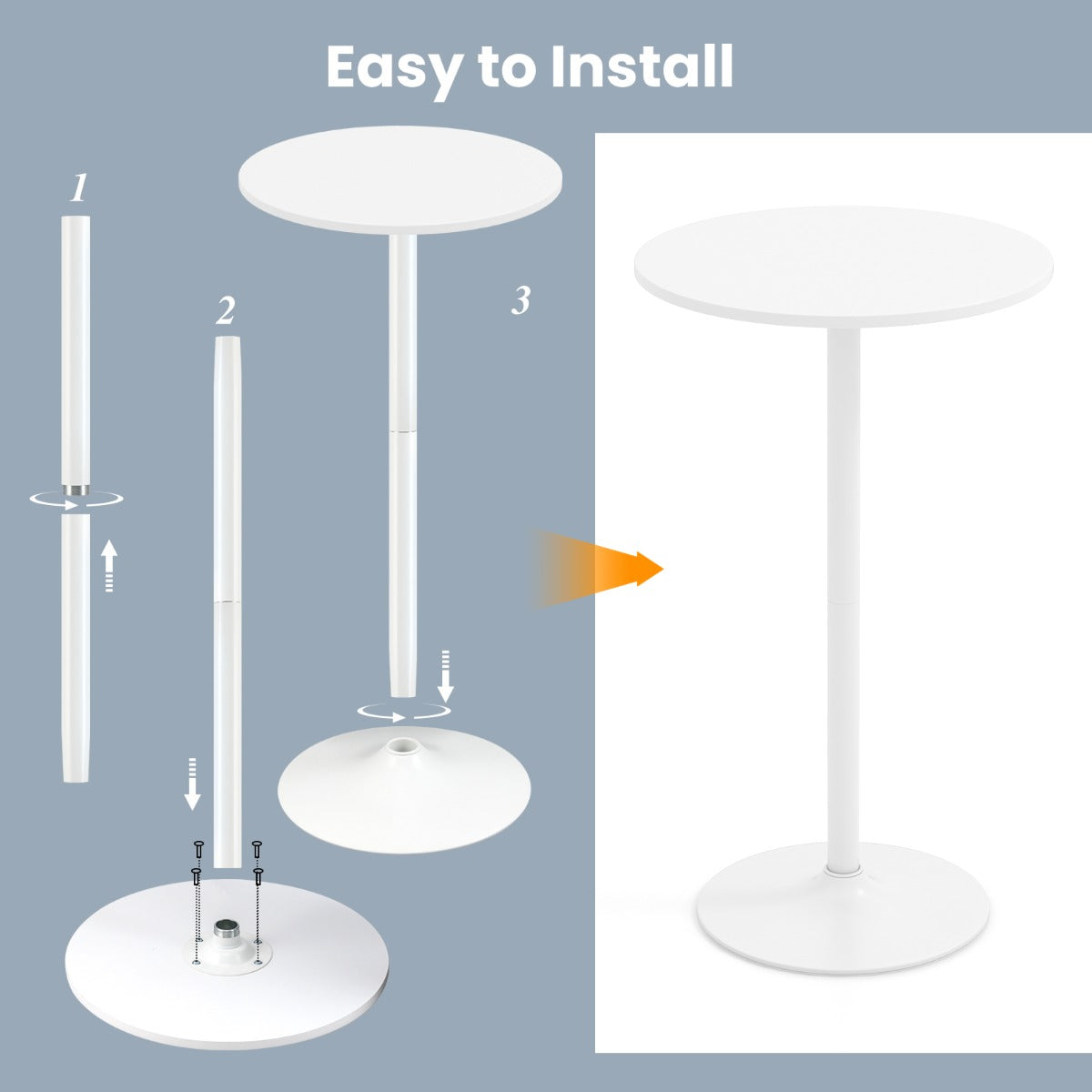 Livsk costway staande tafel o 60 cm 2 in 1 bartafel en eettafel in hoogte verstelbaar 56 1015 cm ronde kleine eettafel wit 2 stuks 3