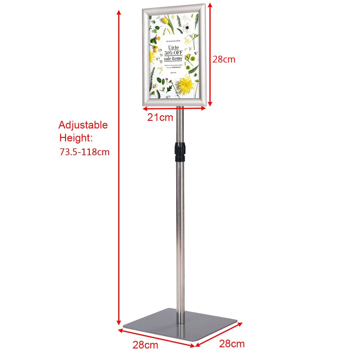 LIVSK Informatiestandaard - Hoogwaardig Kunststof en Stevig Metaal - Verstelbaar van 73,5 tot 118 cm - 360 Graden Draaibaar -