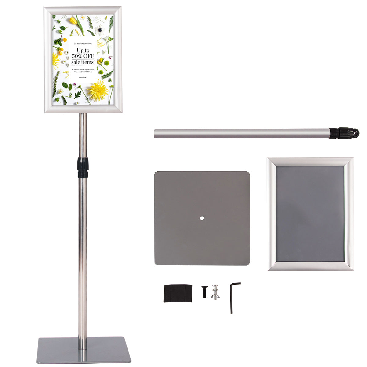 LIVSK Informatiestandaard - Hoogwaardig Kunststof en Stevig Metaal - Verstelbaar van 73,5 tot 118 cm - 360 Graden Draaibaar -