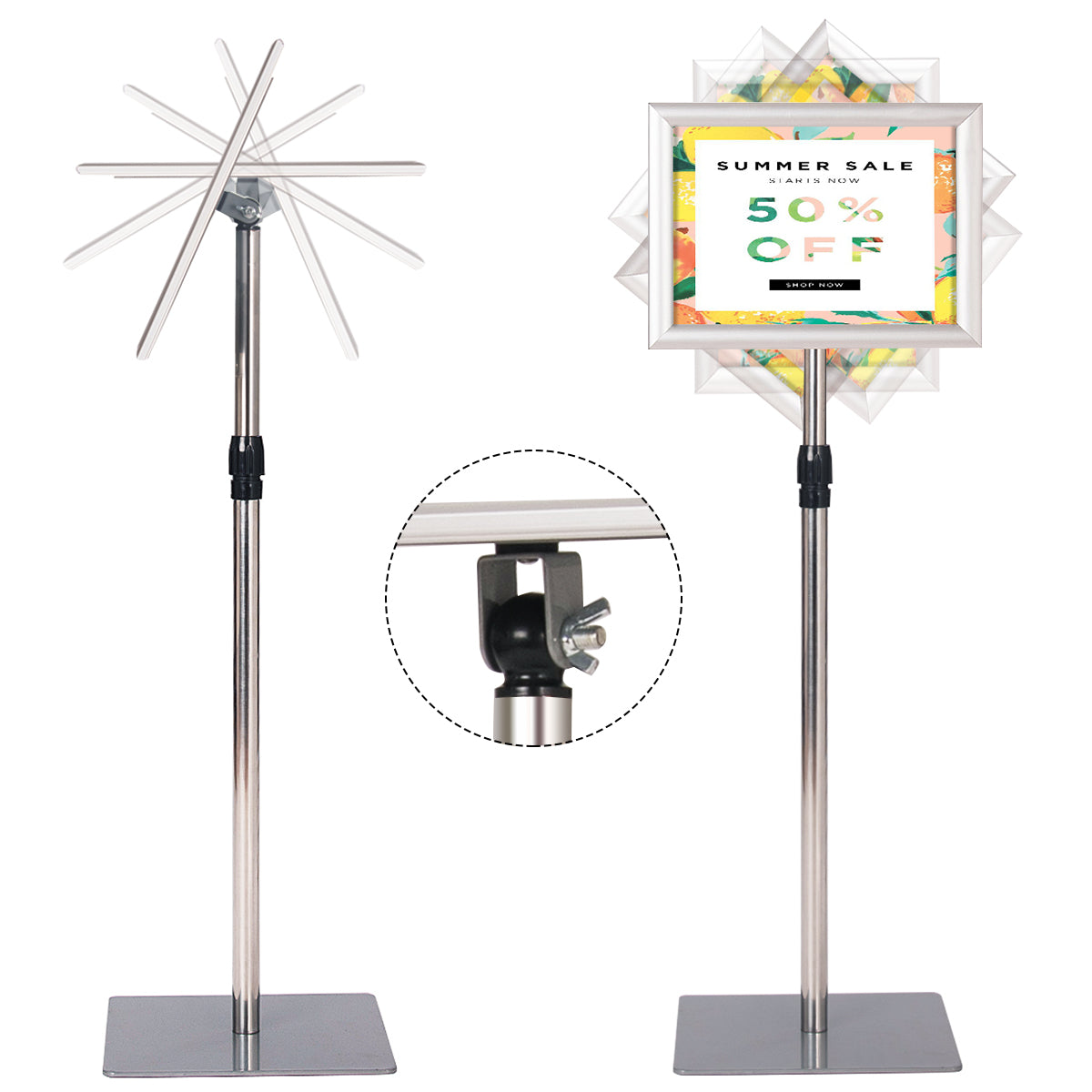 LIVSK Informatiestandaard - Hoogwaardig Kunststof en Stevig Metaal - Verstelbaar van 73,5 tot 118 cm - 360 Graden Draaibaar -