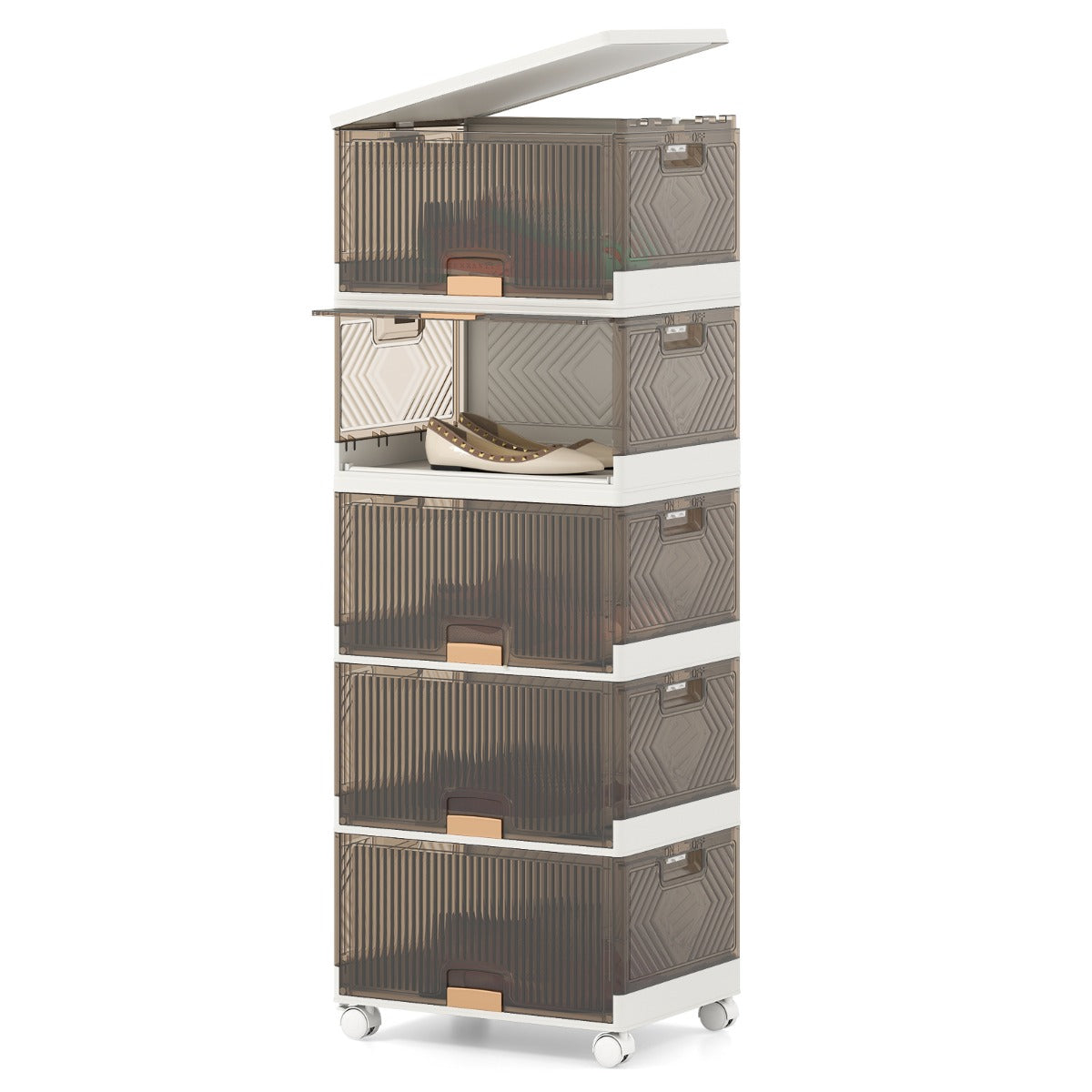 LIVSK Stapelbare Opbergbak 85L/102L - Flexibel Modulair Ontwerp - Opvouwbaar met Wielen - Handgrepen - Veilig BPA-vrij -