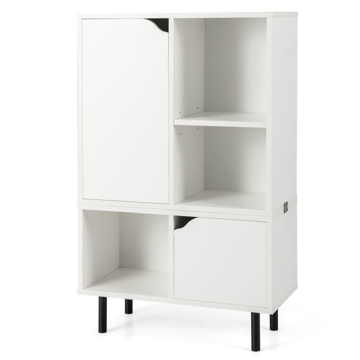 LIVSK Stapelbare Opbergkast - Verstelbare Plank - Metalen Scharnieren - Veilig Anti-kantelsysteem - 60 x 30 x 96,5 cm - Wit