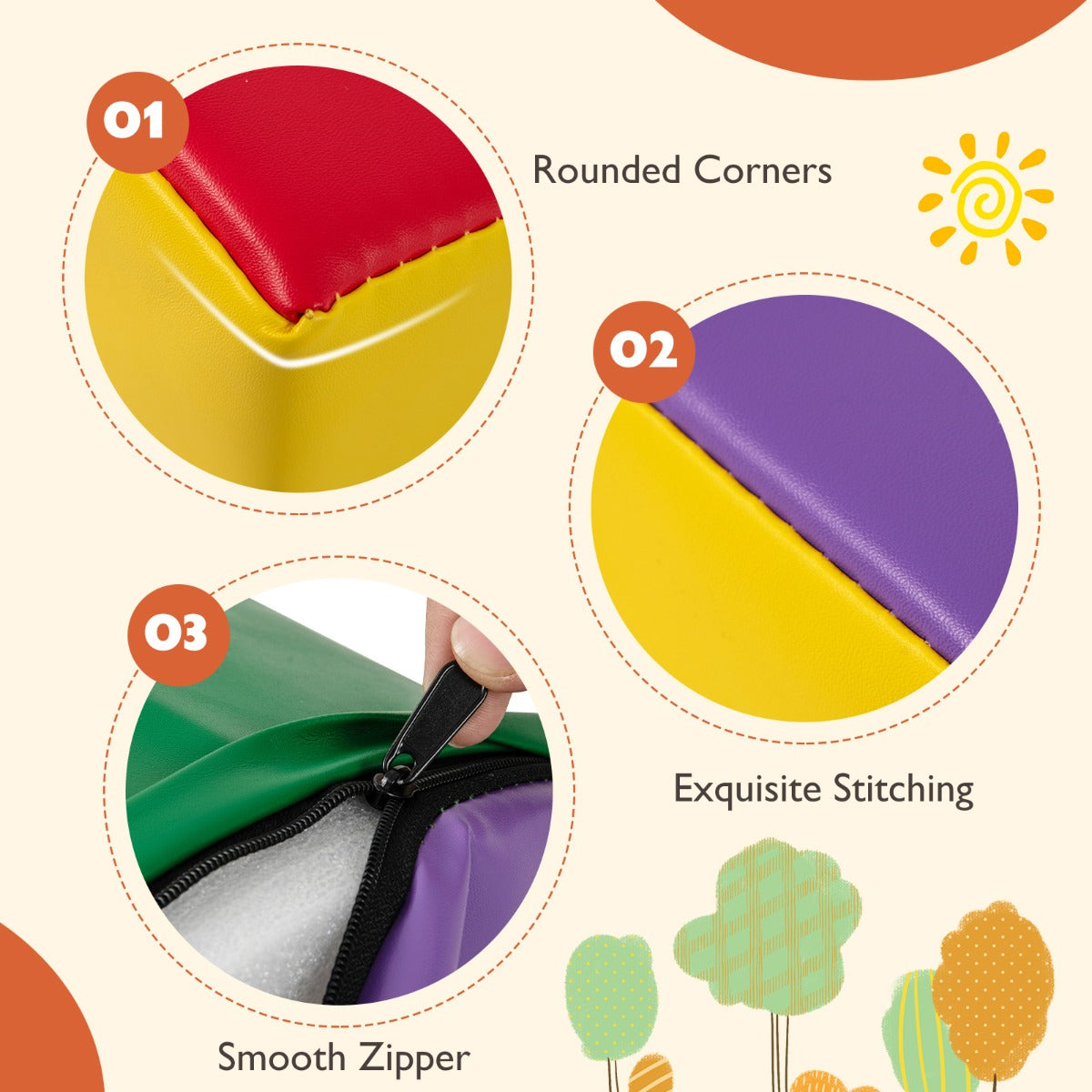 Livsk costway stapelbare klimblokken van schuimrubber 6 delige klim en kruipsets voor binnen lichtgewicht klimrek met pu coating geschikt voor peuters 6