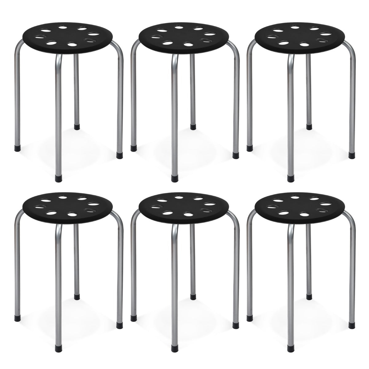 LIVSK Stapelbare Klaslokaal Eetkamerkrukken Set van 6 - Anti-slip - Ventilatiegaten - Draagvermogen 100 kg - 30 x 30 x 44,5 cm -