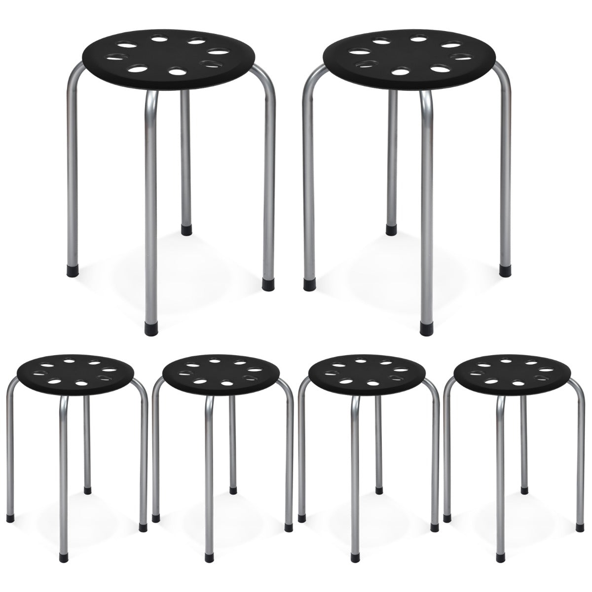 LIVSK Stapelbare Klaslokaal Eetkamerkrukken Set van 6 - Anti-slip - Ventilatiegaten - Draagvermogen 100 kg - 30 x 30 x 44,5 cm -