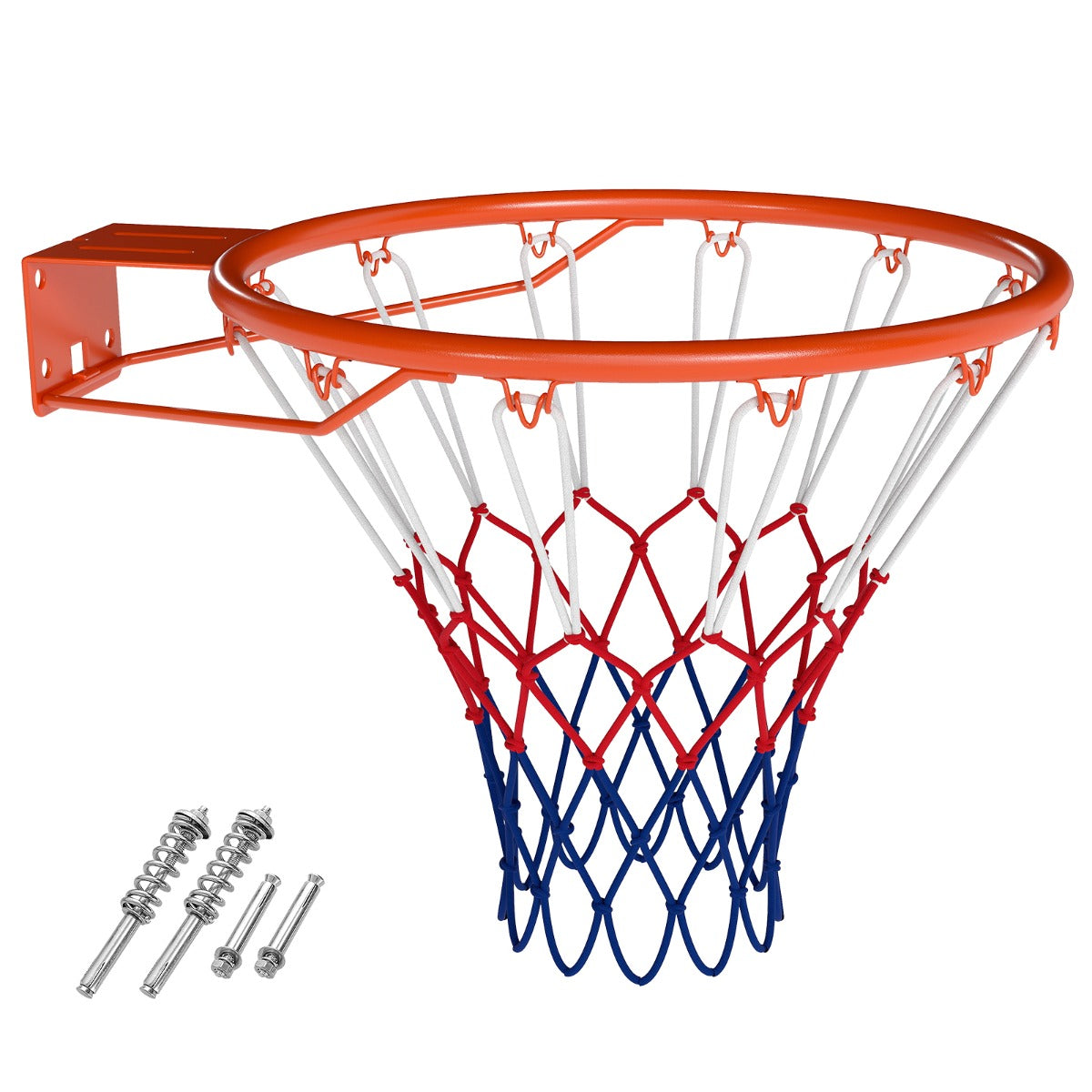 Livsk costway stevige basketbalring o45cm weerbestendig aan de muur te bevestigen compleet met basket en net oranje