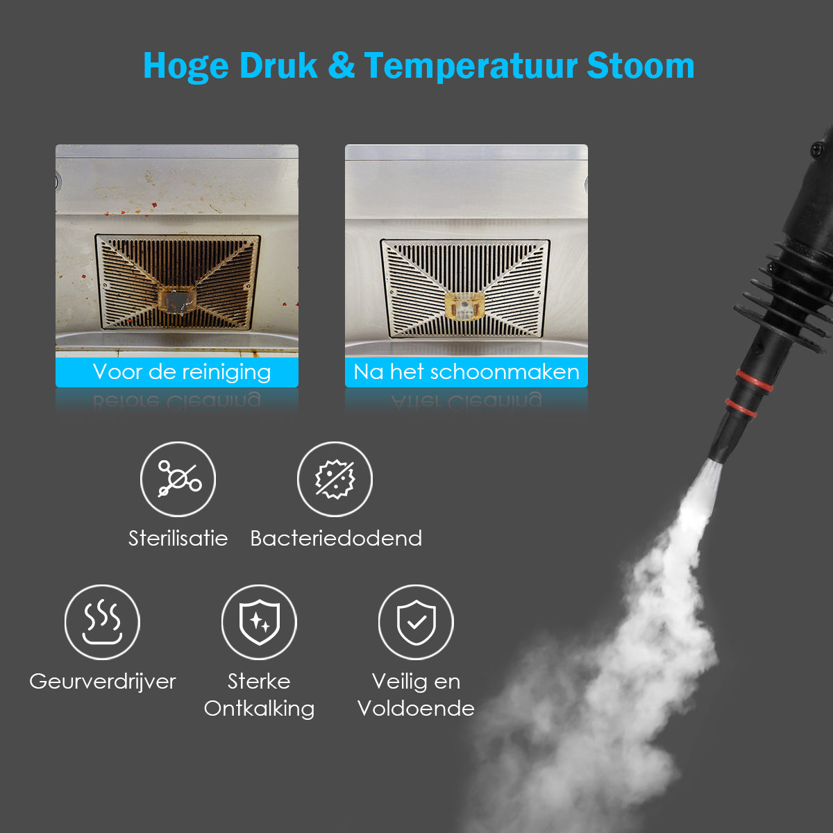 LIVSK Handstoomreiniger - 1050 W - 9-Delige Accessoireset - Veilig voor Diverse Oppervlakken - Geel