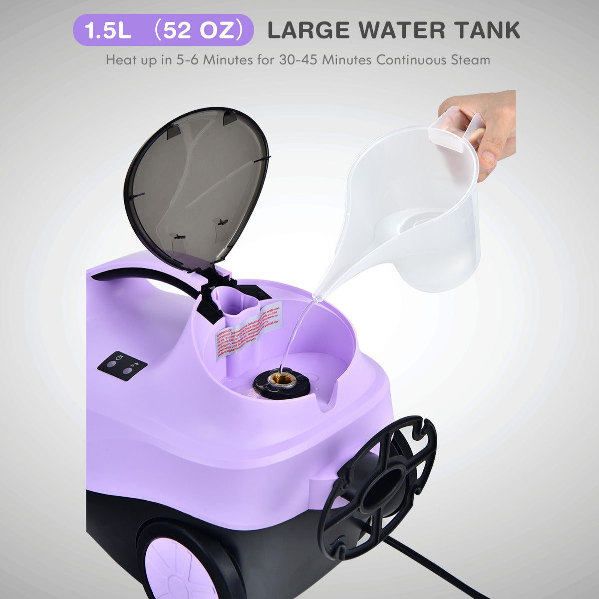 LIVSK Stoomreiniger - 108 °C Stoomtemperatuur - 1,5L Watertank - 45 Minuten Stoomtijd - 19 Accessoires - Paars