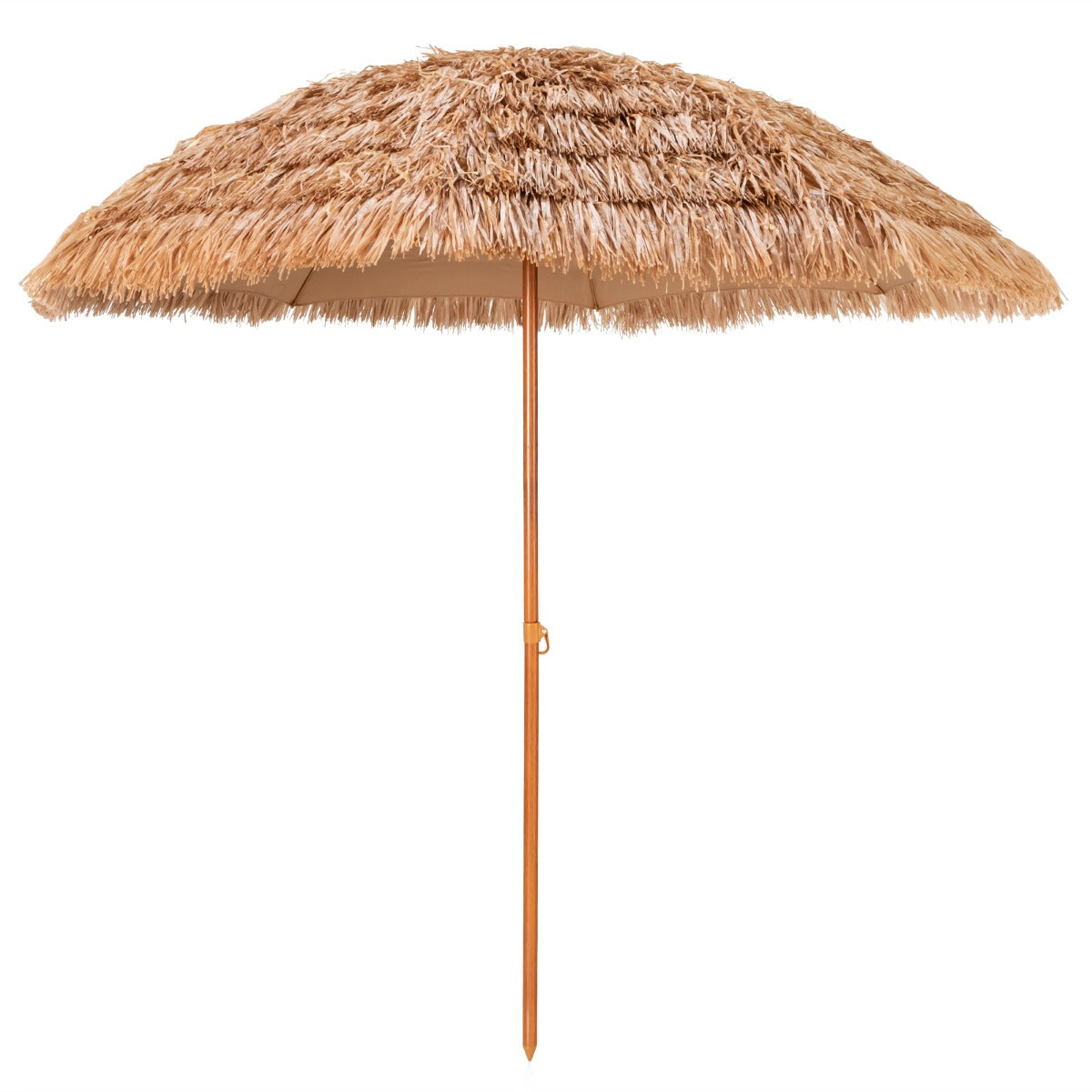 LIVSK Tiki-parasol - 7-traps PP-strodak - Waterdicht Polyester - Stabiele Constructie - 8 Ribben - 205 x 205 x 222 cm - Natuur