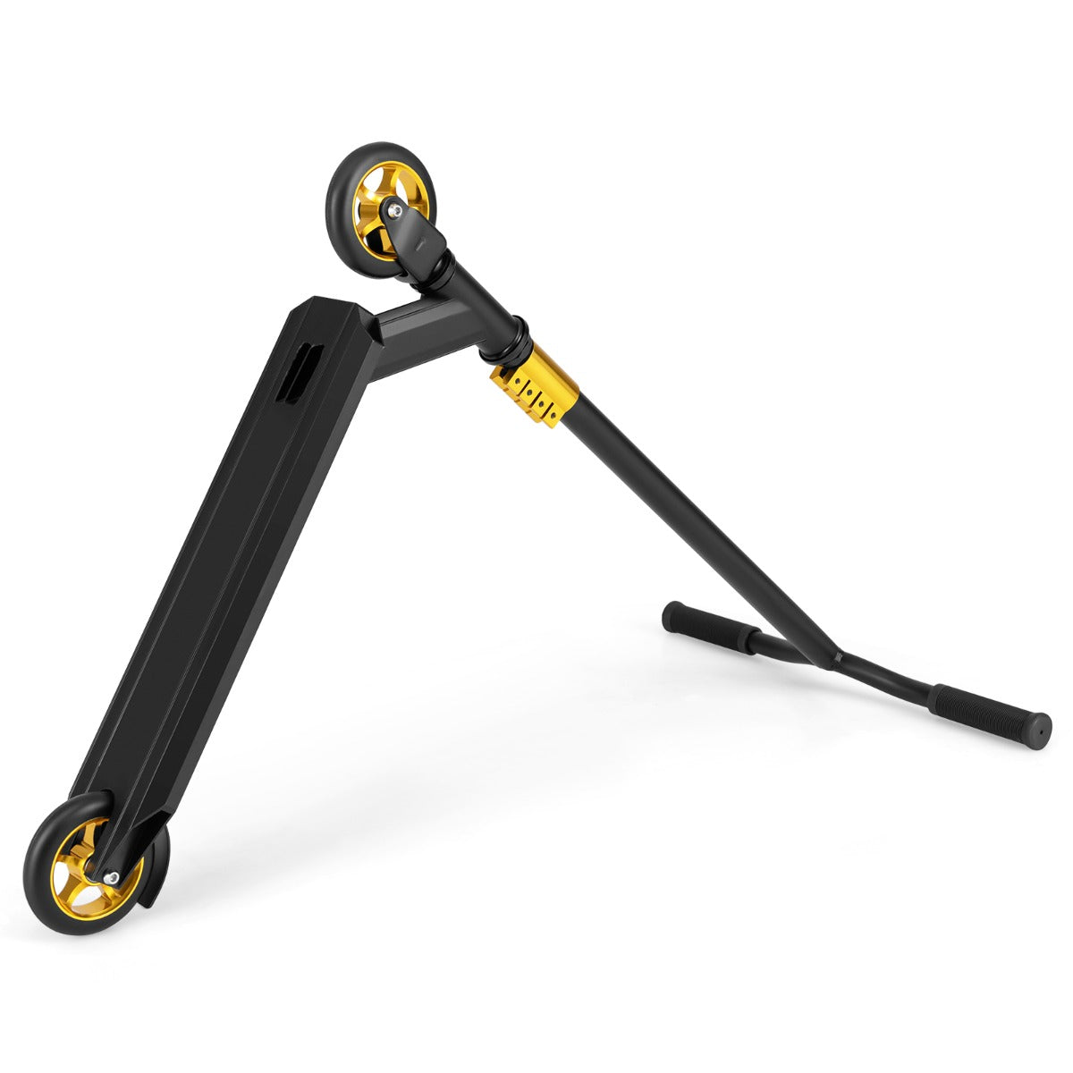 LIVSK Professionele Stuntstep - 110 mm PU-wielen - Aluminium Dek - 100 kg Belastbaar - Veilige Rijervaring - Zwart/Groen/Geel