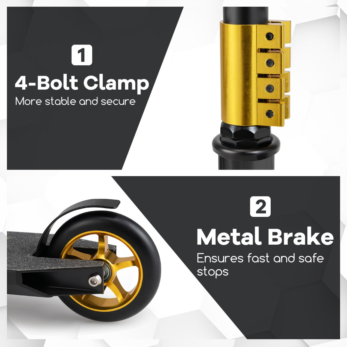 LIVSK Professionele Stuntstep - 110 mm PU-wielen - Aluminium Dek - 100 kg Belastbaar - Veilige Rijervaring - Zwart/Groen/Geel