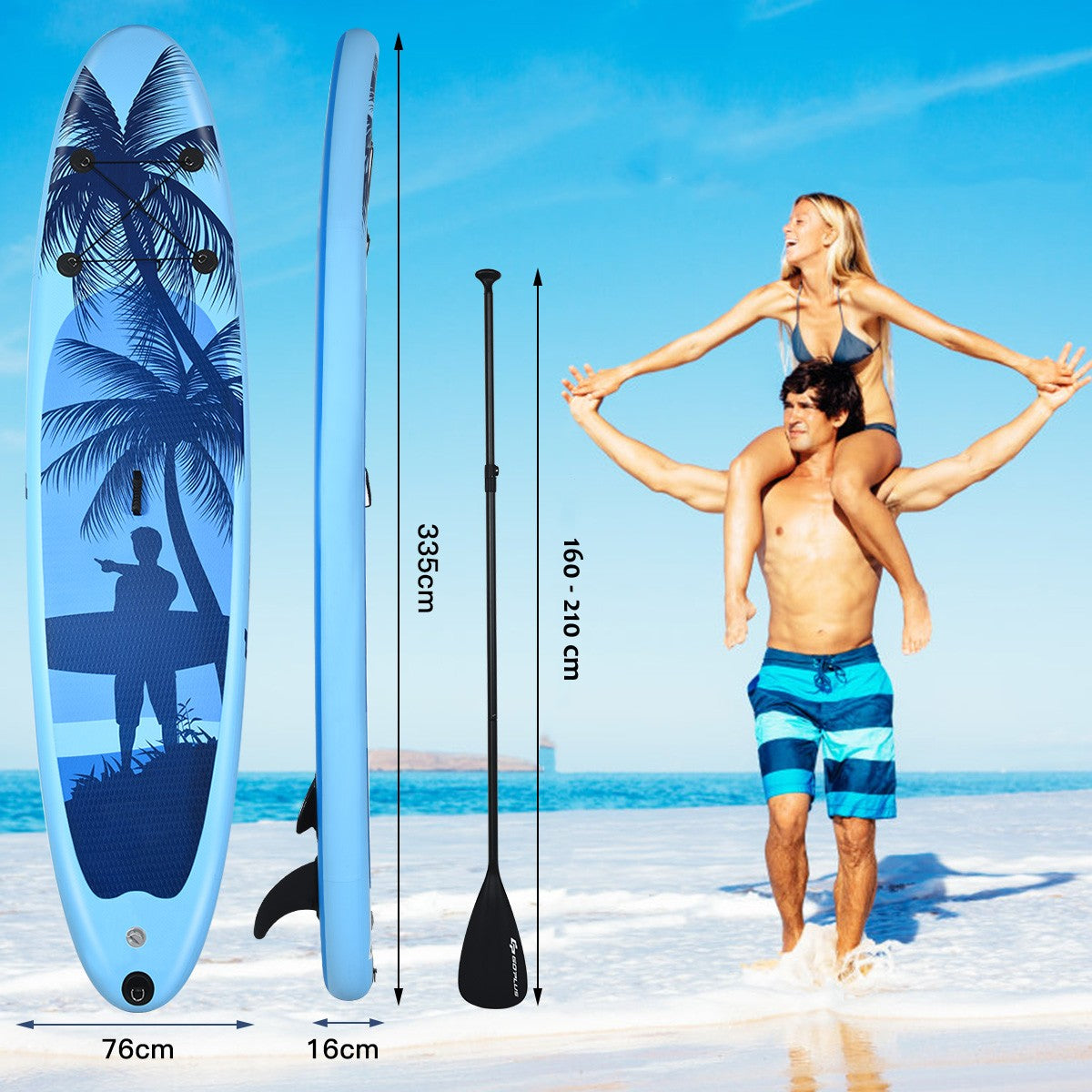 LIVSK Opblaasbaar Stand-Up Paddle Board - Antislip - Duurzaam PVC - Inclusief Verstelbare Peddel en Rugzak - Lichtgewicht - Blauw
