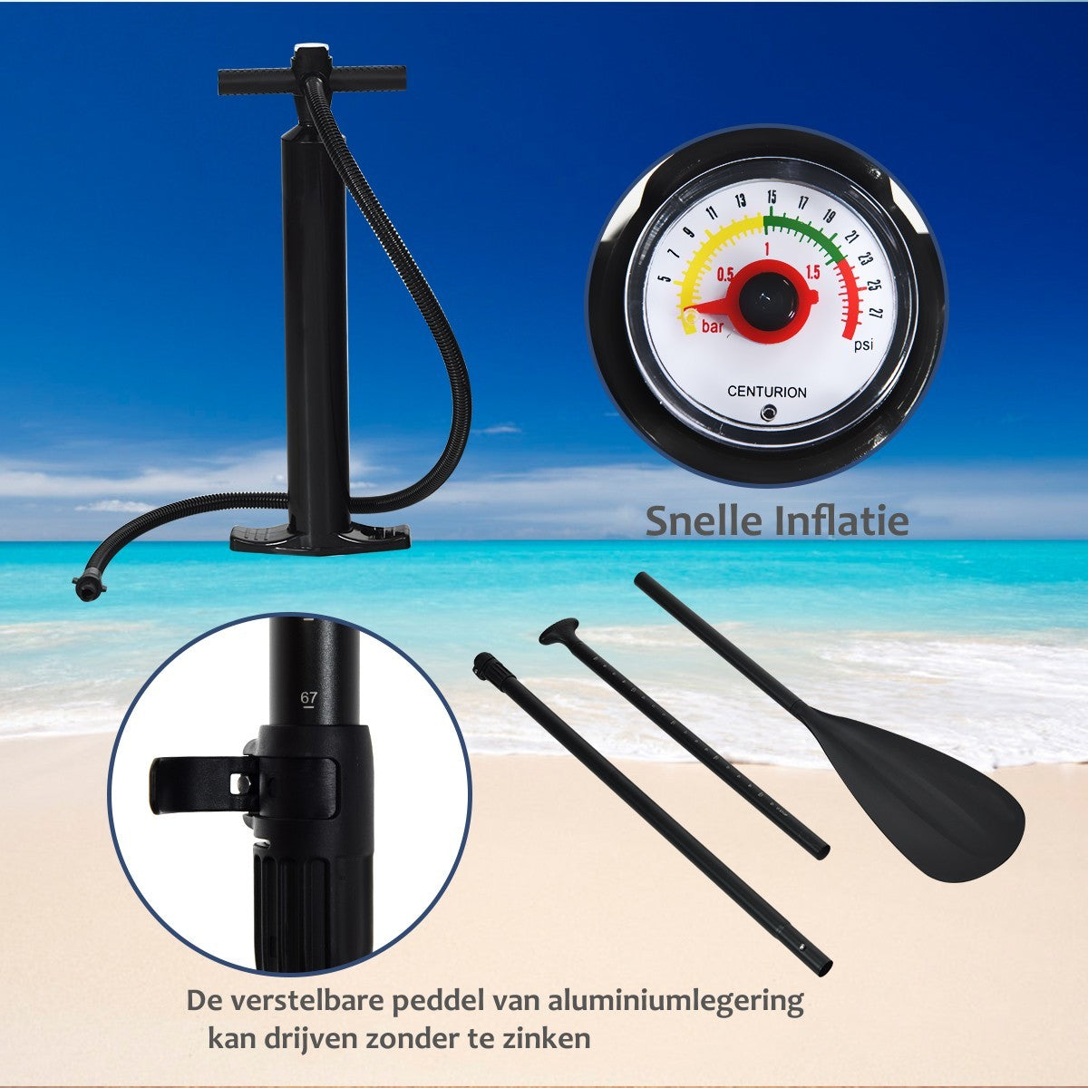 LIVSK Opblaasbaar Stand-Up Paddle Board - Antislip - Duurzaam PVC - Inclusief Verstelbare Peddel en Rugzak - Lichtgewicht - Blauw