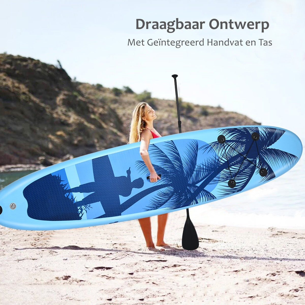 LIVSK Opblaasbaar Stand Up Paddle Board - Stabiel en Duurzaam - Antislip - Lichtgewicht - Draagvermogen 115-130 kg - Blauw