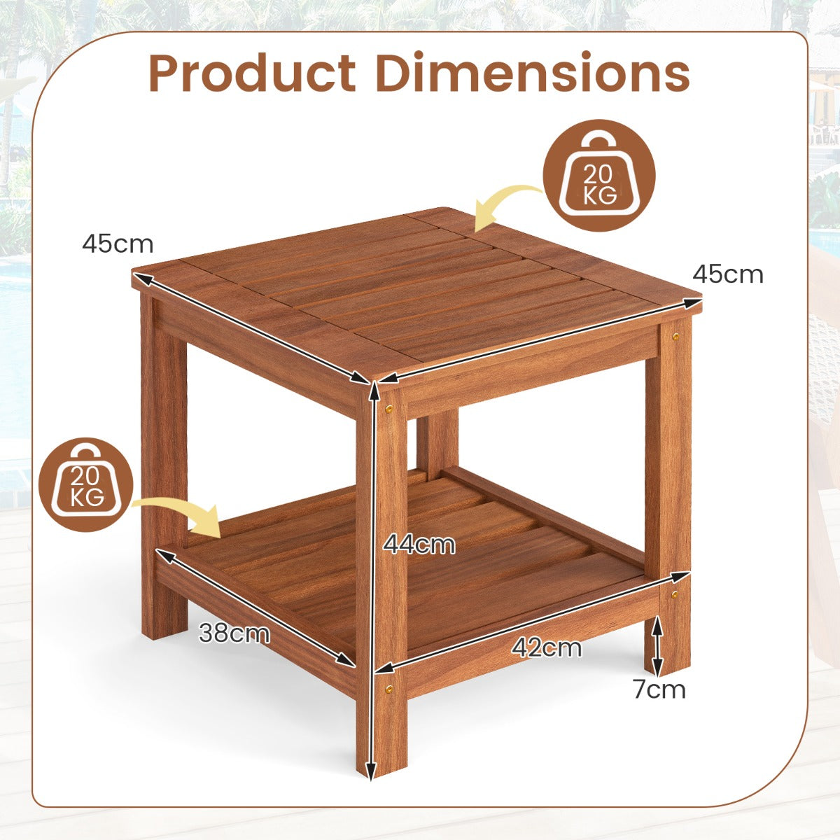 Livsk costway tafel voor binnen en buiten met 2 niveaus houten salontafel met opbergplank kleine salontafel in boerderijstijl