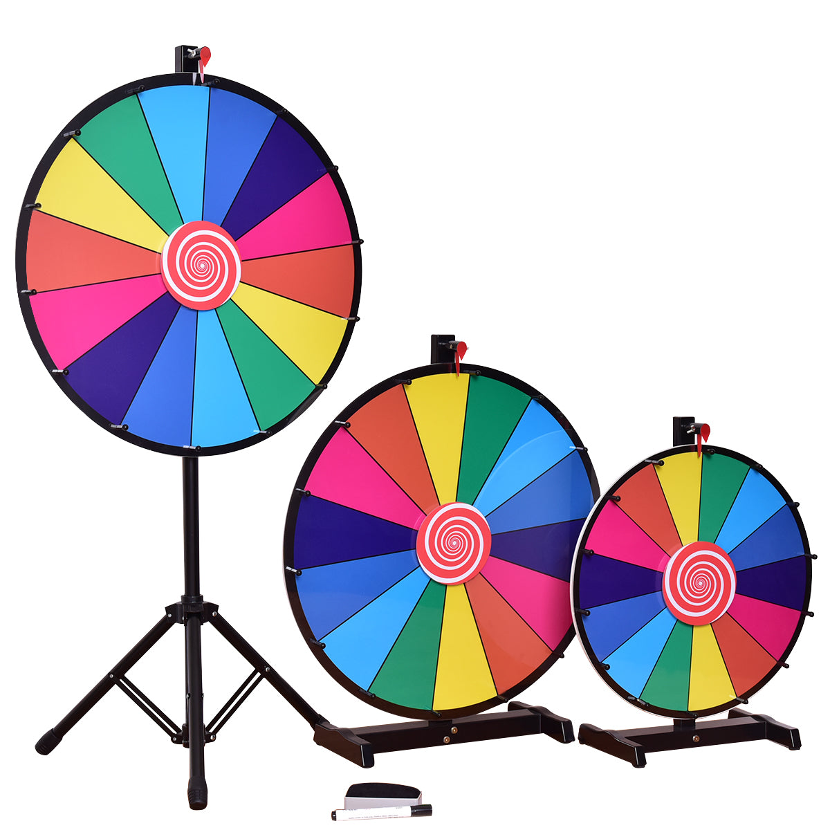 LIVSK Tafelblad Prijzenwiel - Draaiend met Watergebaseerde Pen - Stevige Metalen Basis - 60 cm - Regenboog
