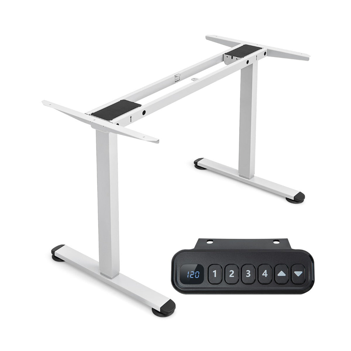 LIVSK Elektrisch Sta-Bureau Frame - Dubbele Motor - Geheugenfunctie - Antibotsing - Tot 80 kg - 109-151 x 59 x 72-120 cm - Wit