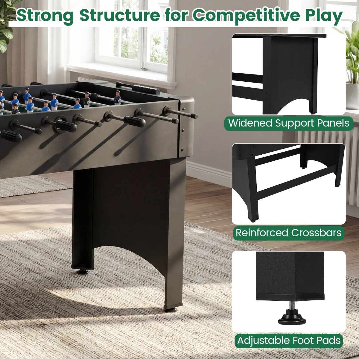 Livsk costway tafelvoetbaltafel 119 centimeter compleet met 22 spelers 2 voetballen en een uitschuifbaar scorebord zwart