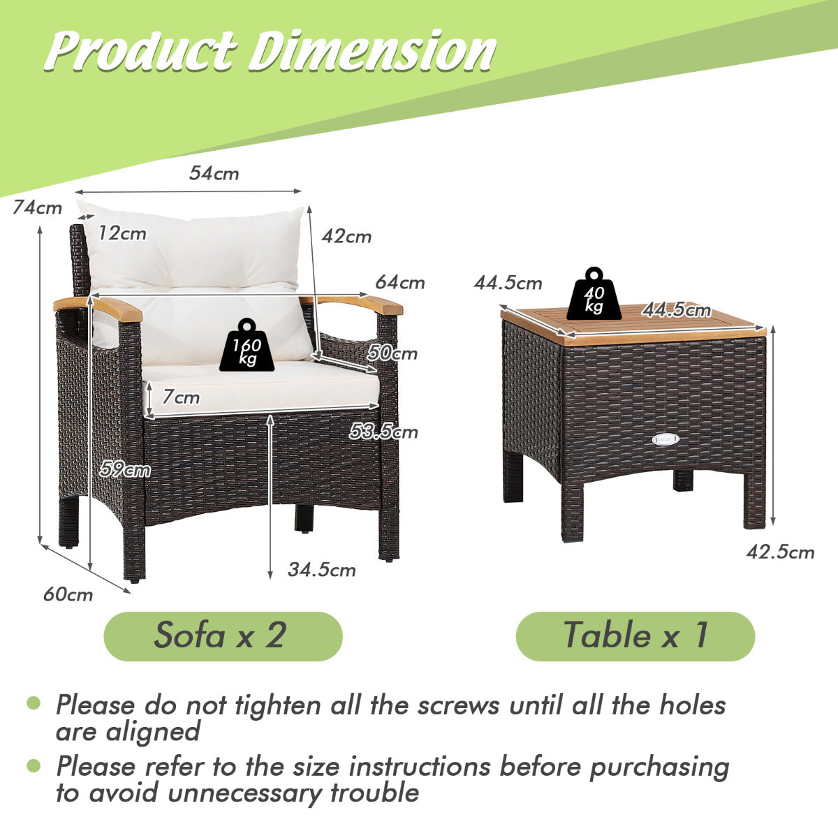 LIVSK 3-Delige Terrasmeubelset - Inclusief 2 Stoelen en Salontafel - Duurzaam PE Rotan - Comfortabele Kussens - Tot 160 kg -