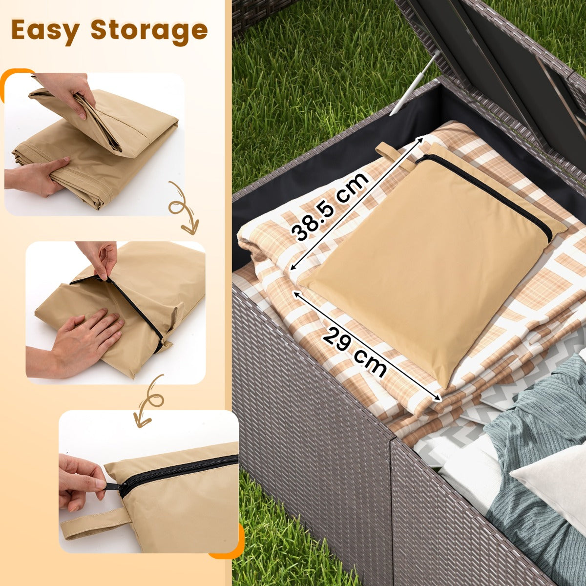 Livsk costway terrasverwarminghoes met ritssluiting en opbergtas beschermhoes voor verwarming 220 x 865 x 485 cm beige 2