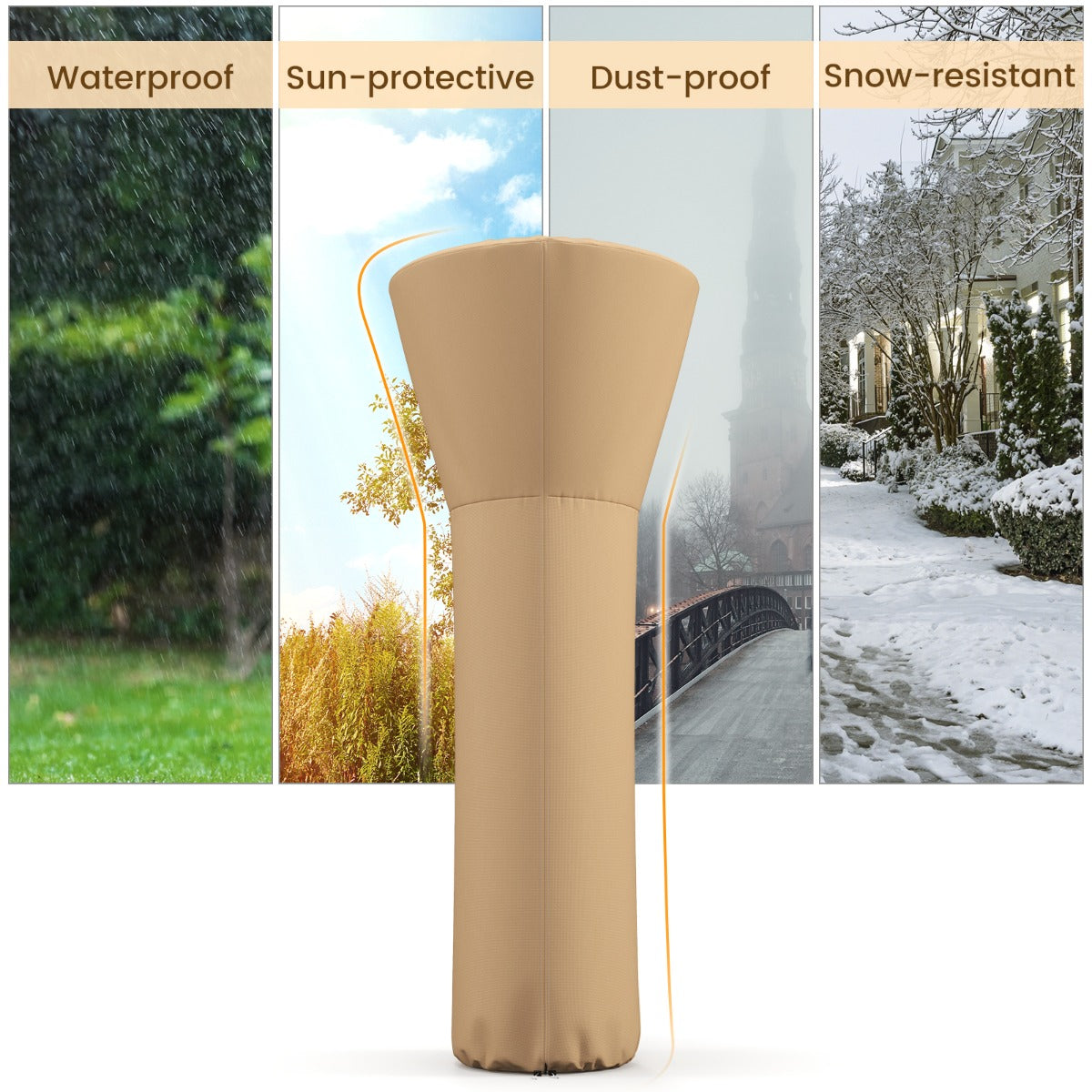 Livsk costway terrasverwarminghoes met ritssluiting en opbergtas beschermhoes voor verwarming 220 x 865 x 485 cm beige 5