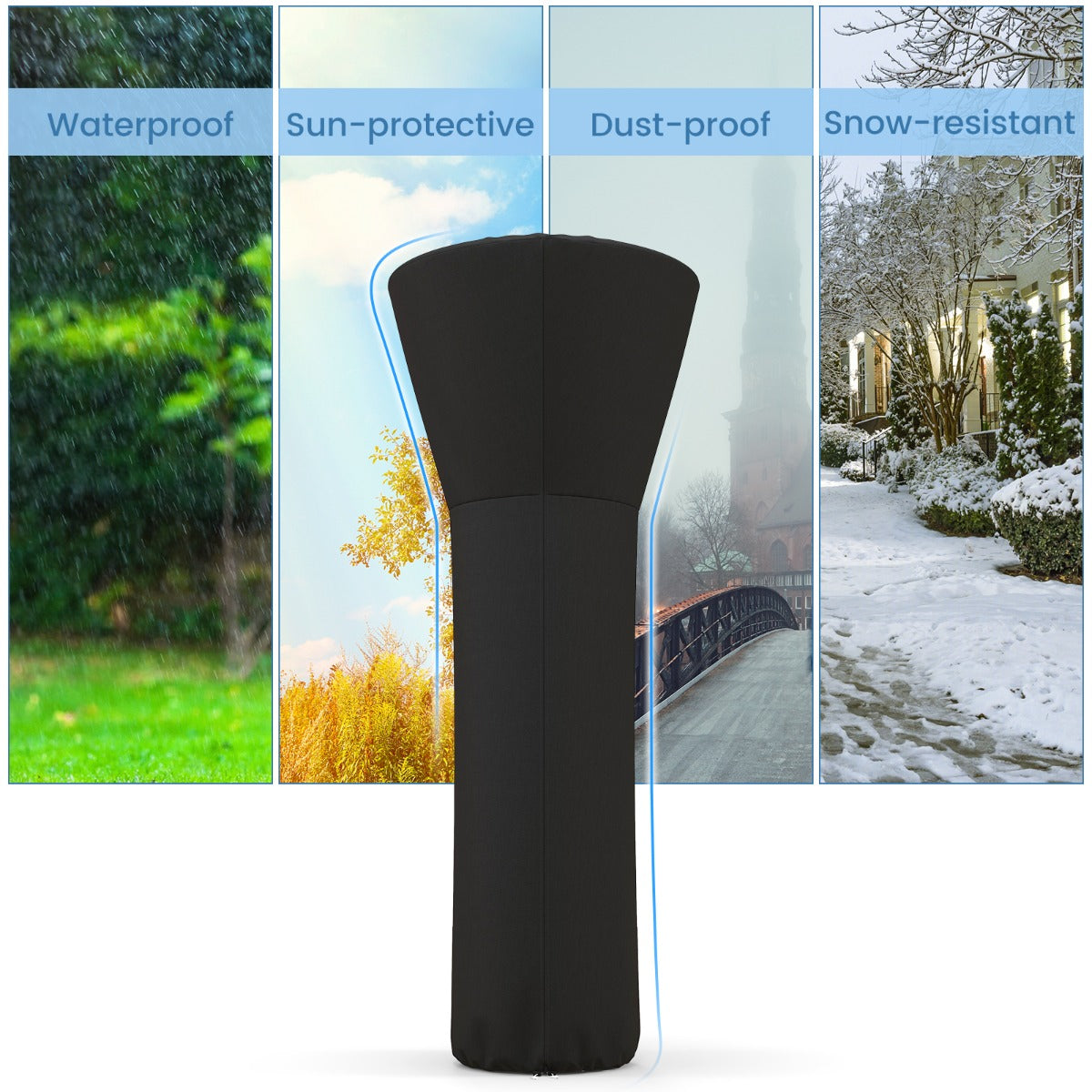 Livsk costway terrasverwarminghoes met ritssluiting en opbergtas beschermhoes voor verwarming 220 x 865 x 485 cm zwart 5