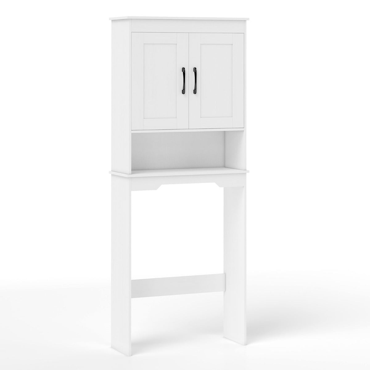 Livsk costway toiletkast wasmachinekast 168 x 63 x 24 cm vrijstaande badkamerkast met verstelbare planken en dubbele deuren 1 1