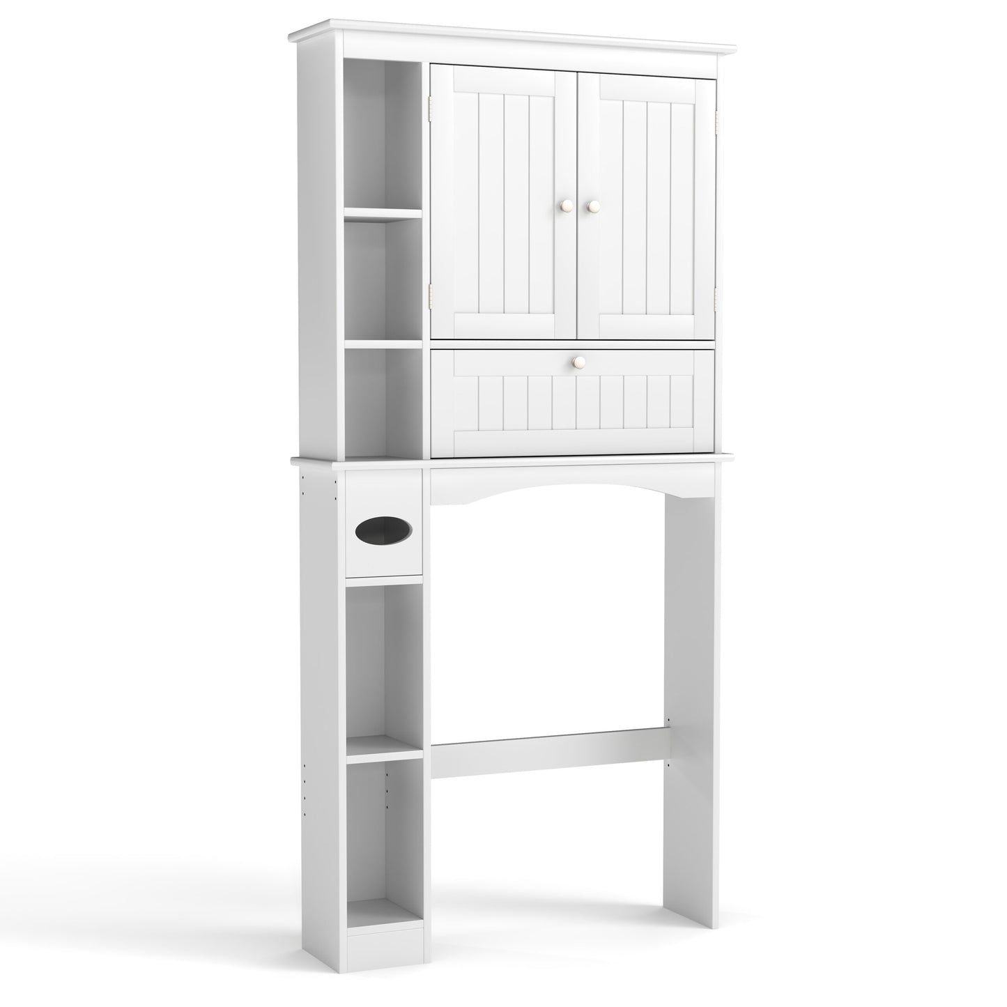 LIVSK Toilettenschrank - Verstelbare Planken - 3 Deuren - Multifunctioneel - Ruimtebesparend - Wit