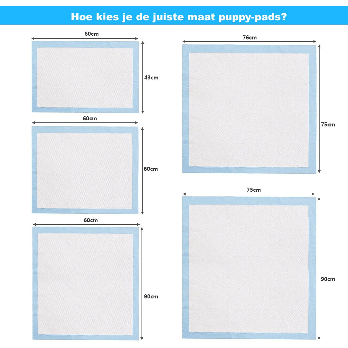 LIVSK Lekvrije Trainingspads voor Honden - 5 Laags - Hypoallergeen - Multifunctioneel - 100 Stuks - 60 x 60 cm - Wit en Blauw