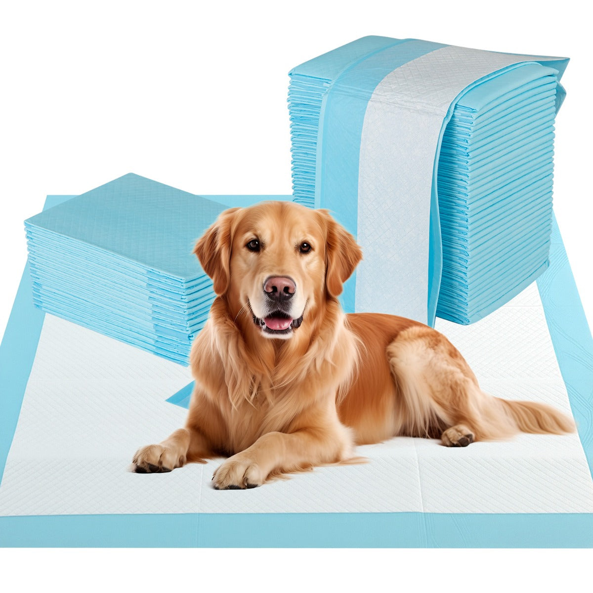 LIVSK Honden- en Puppy-Urinepads - 6-Laags Ontwerp - Lekvrij en Absorberend - 90 x 90 cm - 100 Stuks - Blauw+Wit