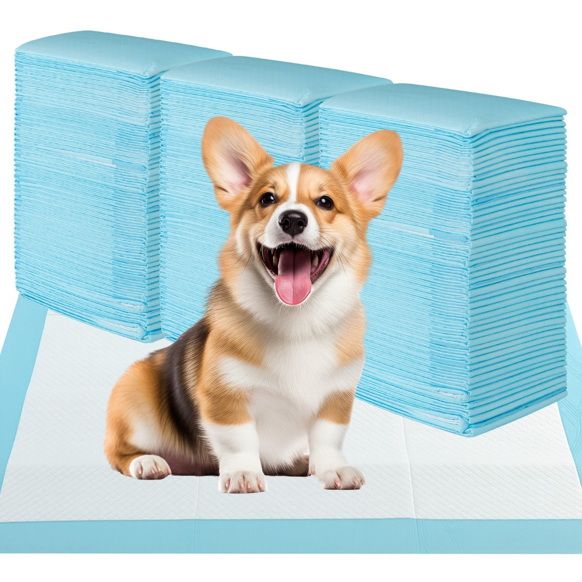 LIVSK Honden- en Puppy-Urinepads - 6-laags Ontwerp - Optimale Absorptie - 150 Stuks - 76 x 76 cm - Blauw+Wit