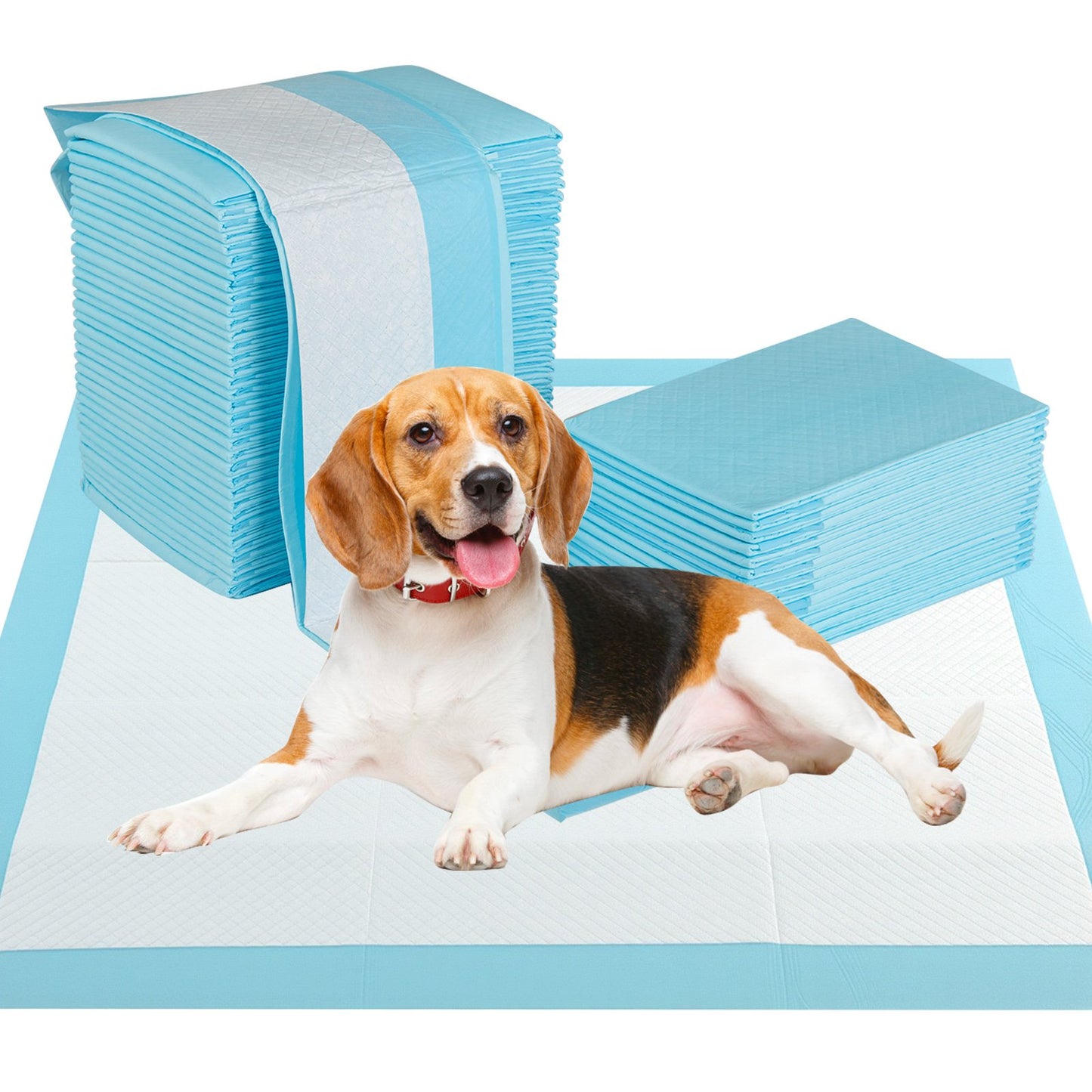 LIVSK Honden- en Puppy-Urinepads - 6-laags Ontwerp - Optimale Absorptie - 150 Stuks - 76 x 76 cm - Blauw+Wit