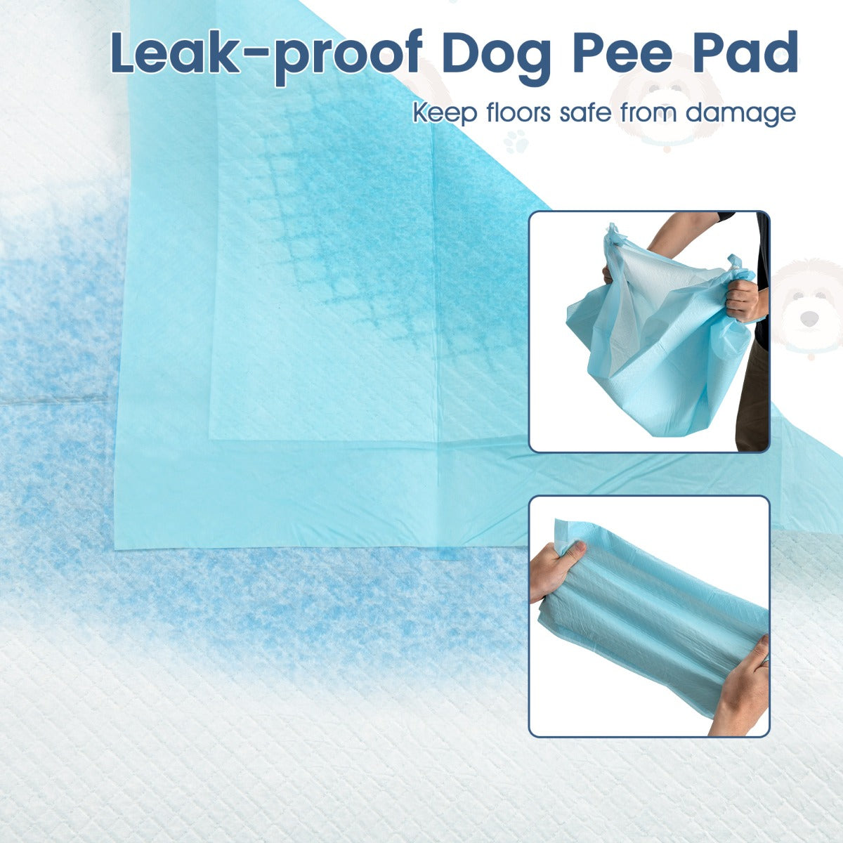 LIVSK Honden- en Puppy-Urinepads - 6-laags Ontwerp - Optimale Absorptie - 150 Stuks - 76 x 76 cm - Blauw+Wit