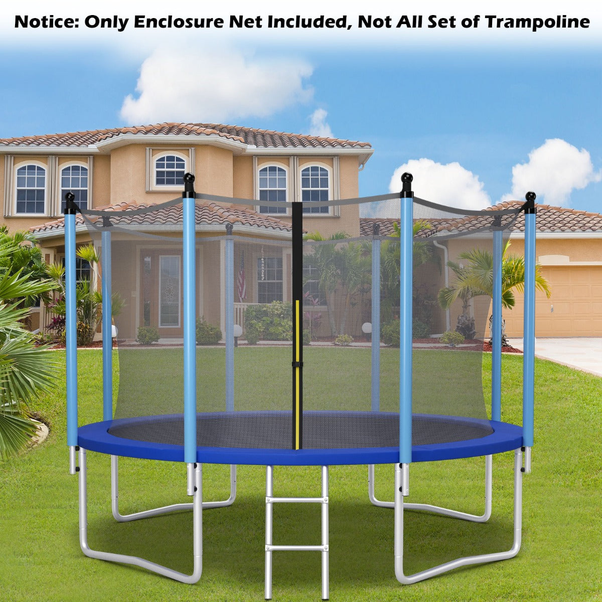LIVSK Beschermend Trampoline Veiligheidsnet - Dubbele Ritssluiting - PE Materiaal - Geschikt voor 366 cm Trampolines - Zwart