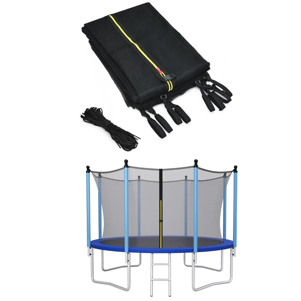 LIVSK Trampoline Veiligheidsnet Vervanging - Dubbele Rits & Gespen - Geschikt voor 427 cm - Eenvoudig op te bergen - Zwart