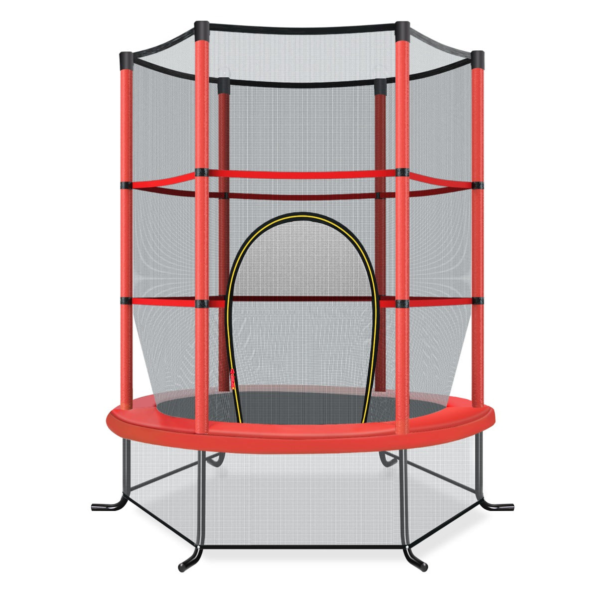 LIVSK Peutert trampoline - 360° veiligheidsnet - Stabiliteit met gebogen poten - Voor binnen en buiten - Tot 135 kg - Rood