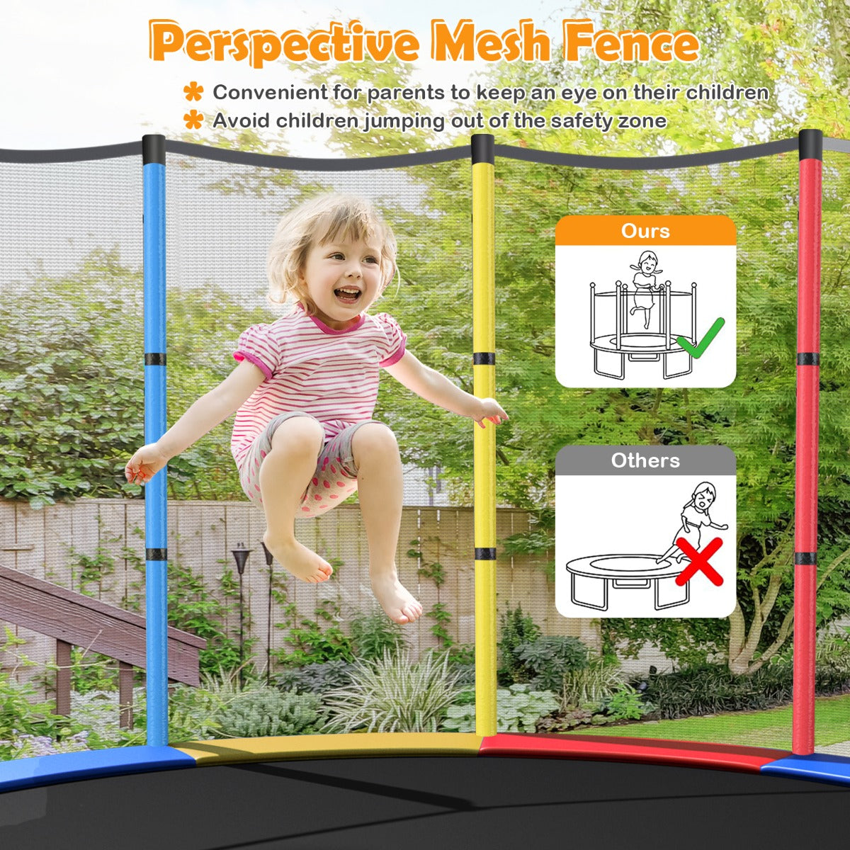 LIVSK Peutert trampoline - 360° Veiligheidsnet - 30 Spankoorden voor Springplezier - Tot 135 kg - Diverse kleuren