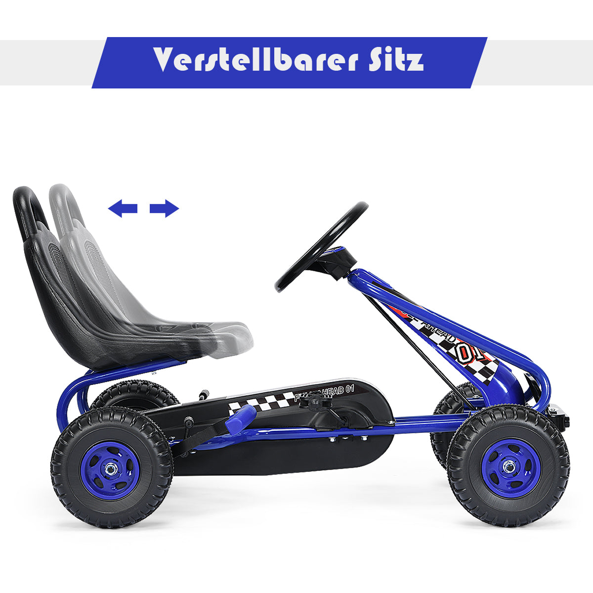 LIVSK Pedaalrit op Speelgoed - Trapaangedreven Skelter - Verstelbare Zitting - Tot 30 kg - Voor Kinderen 3-6 Jaar - Blauw