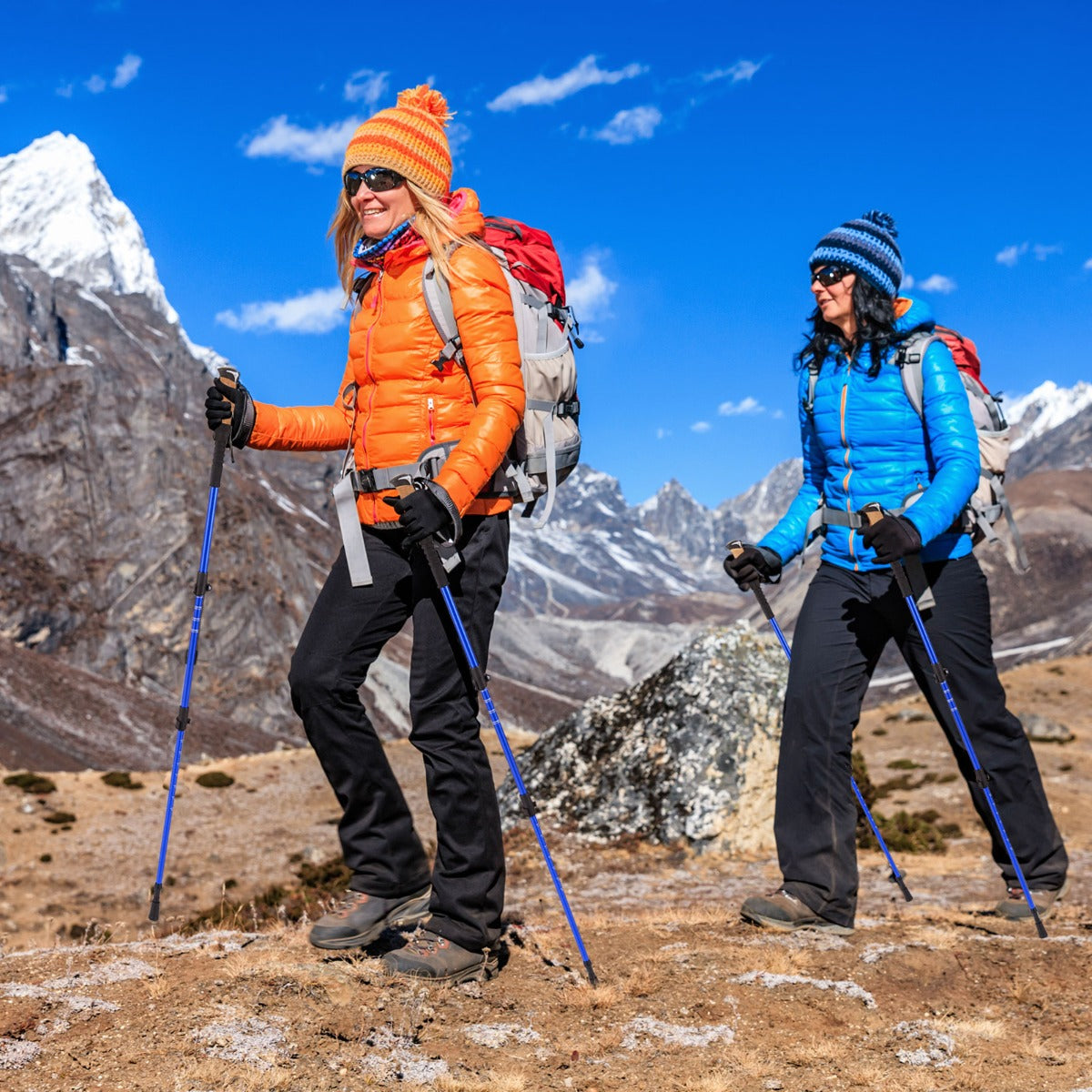 Livsk costway trekkingstokken van aluminium uitschuifbare wandelstokken met eva en natuurkurkhandvatten blauw 6