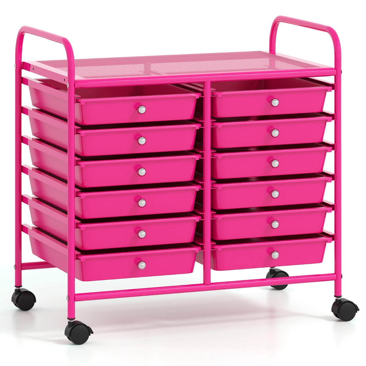LIVSK Opbergwagen met 12 Lades - Stabiel Gegalvaniseerd Metaal - 4 Wielen - Ideaal voor Woonkamer en Keuken - 64 x 38 x 62 cm -