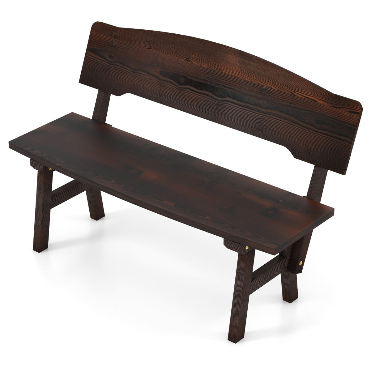 LIVSK 2-persoons Tuinbank - Schuine Rugleuning - Hoogwaardig Sparrenhout - Weerbestendig - Draagvermogen 325 kg - Bruin