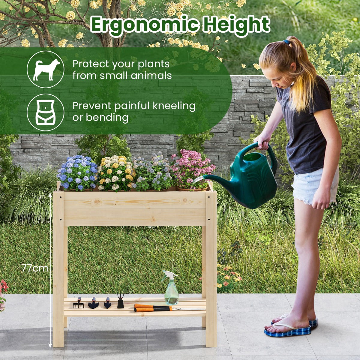 LIVSK Hoge Bloeiplant - Ergonomische Hoogte voor Gemakkelijk Kweken - Ruime Kweekruimte - Onderste Plank - Natuurlijk