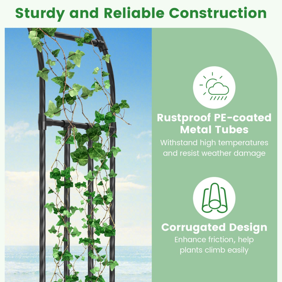 Livsk costway tuinboog met metalen hekwerk voor klimplanten steun voor wijnstokken en bloemen decoratief tuinhek voor huwelijksceremonie 5