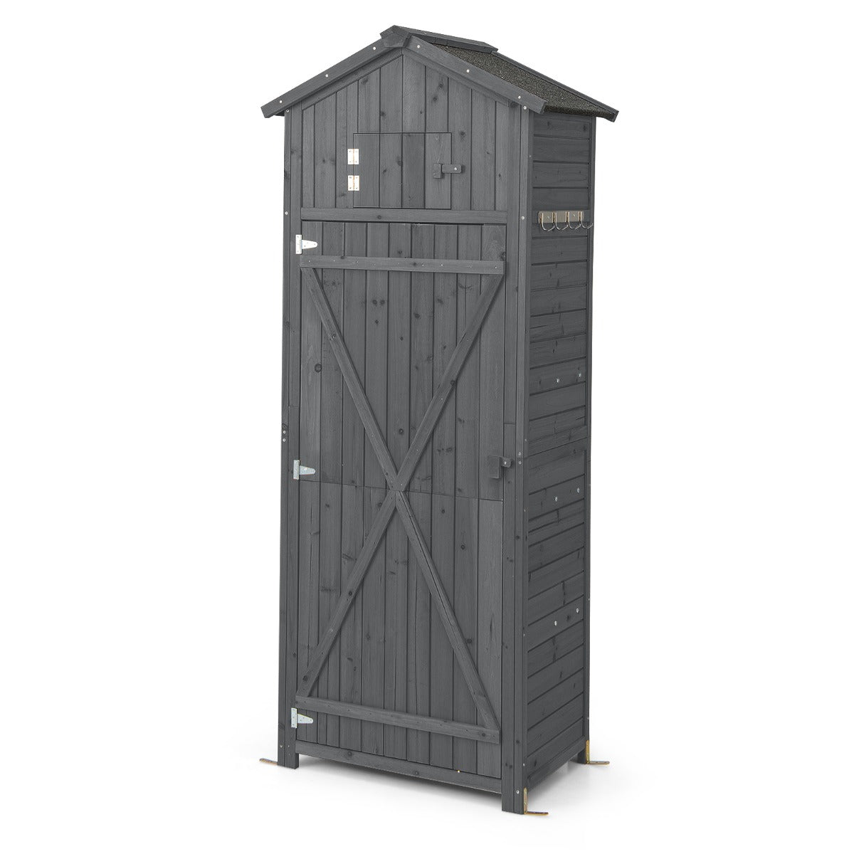 LIVSK Tuinhuisje voor Tuingereedschap - Afsluitbare Deuren - Opklapbare Tafel - 75 x 50 x 180,5 cm - Weerbestendig - Grijs