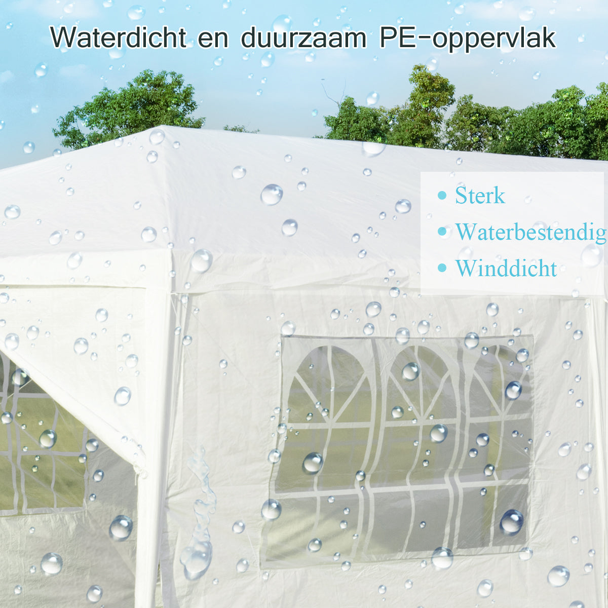 LIVSK Tuinprieel 3m x 9m - Stevig Gepoederd Metaal - 6 Verwijderbare Zijwanden - 2 Deuropeningen met Ritssluiting - Wit