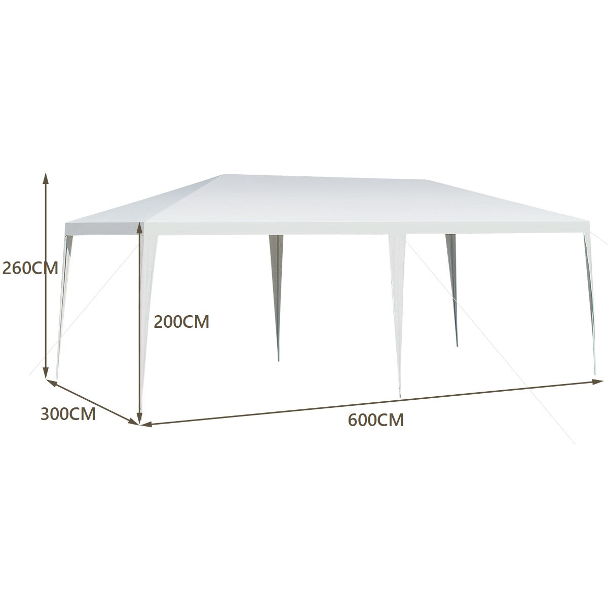 LIVSK Partytent 3 x 6 m - Duurzaam Stalen Frame - Waterdicht PE-weefsel - Eenvoudig te Monteren - Wit